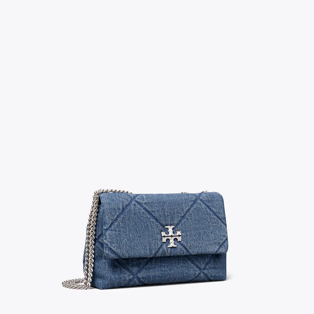 Small Kira Diamond Quilt Denim Shoulder Bag by Tory Burch