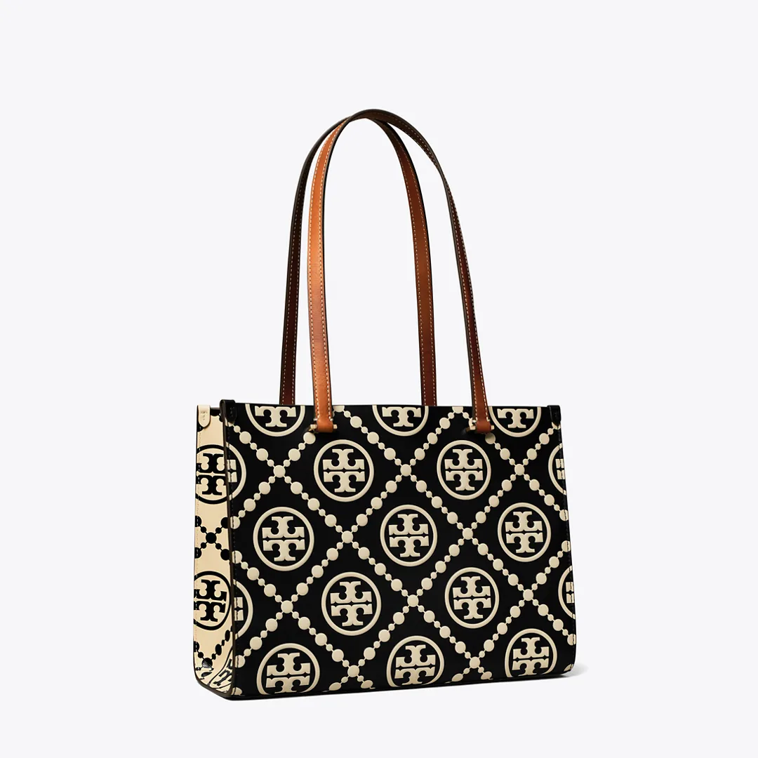 T Monogram Contrast Embossed Small Tote by Tory Burch
