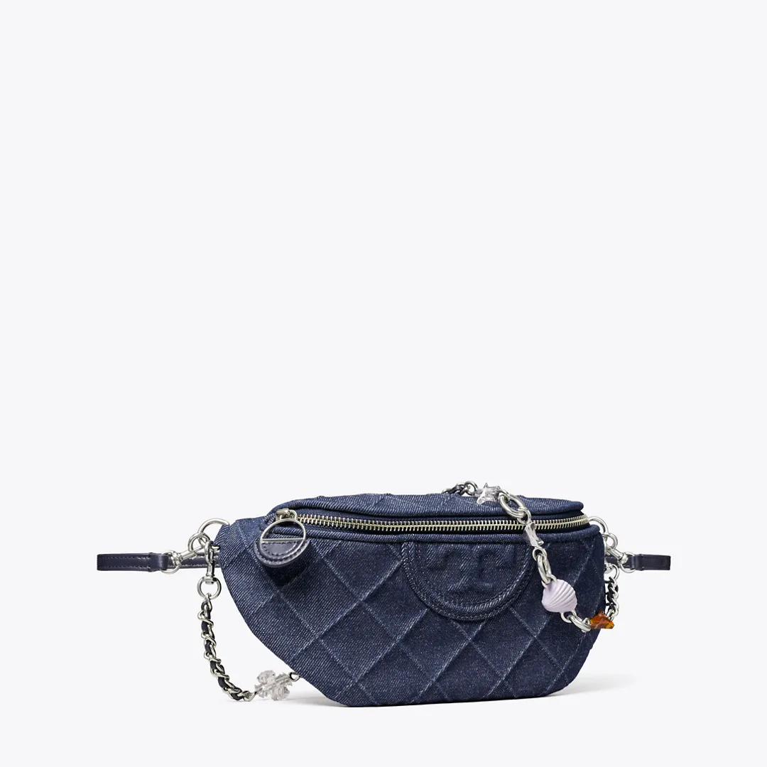 Fleming Denim Charm Belt Bag by Tory Burch
