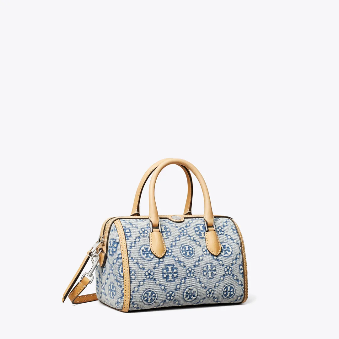 T Monogram Denim Petite Barrel Bag by Tory Burch