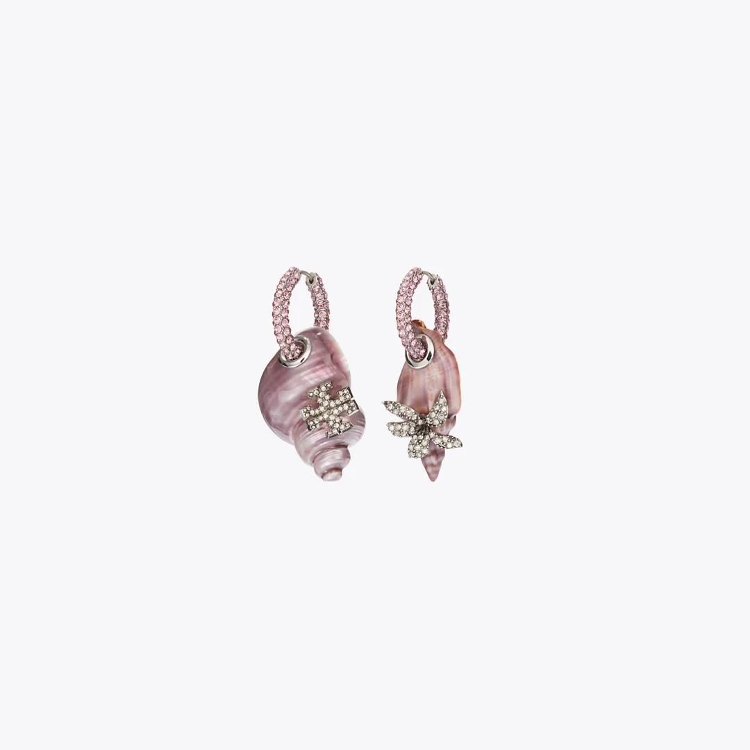 Curiosity Shell Hoop Earrings by Tory Burch