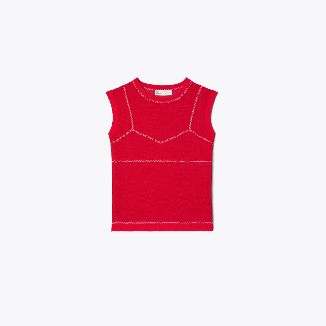Cotton and Nylon Mesh Top by Tory Burch