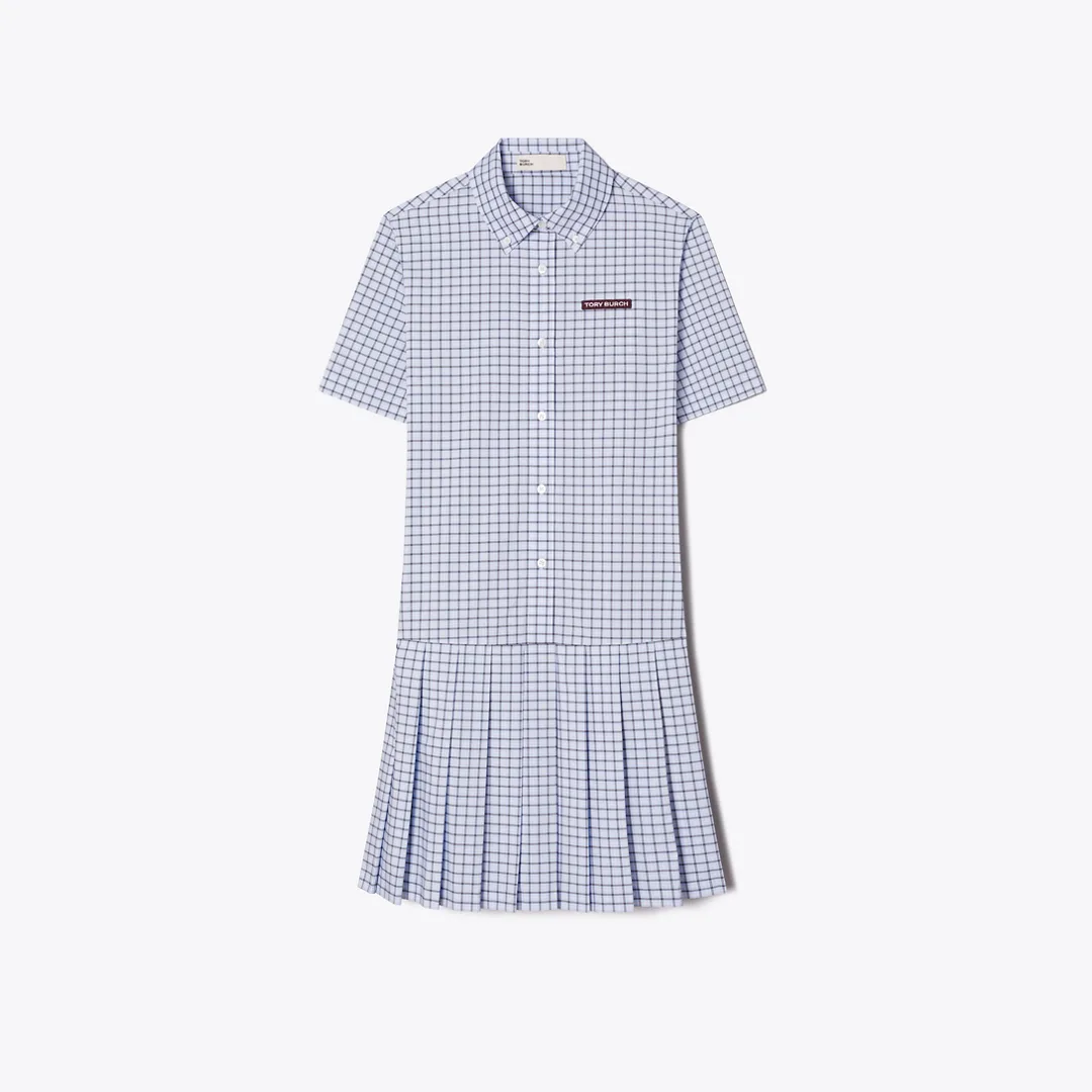 Drop-Waist Pleated Golf Dress by Tory Burch