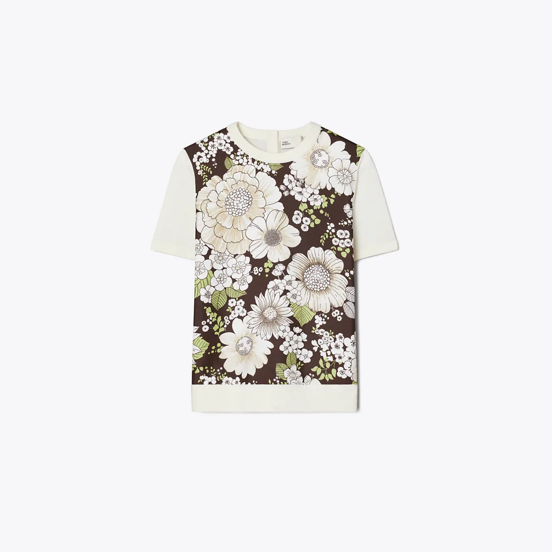 Silk-Front Wool Top by Tory Burch