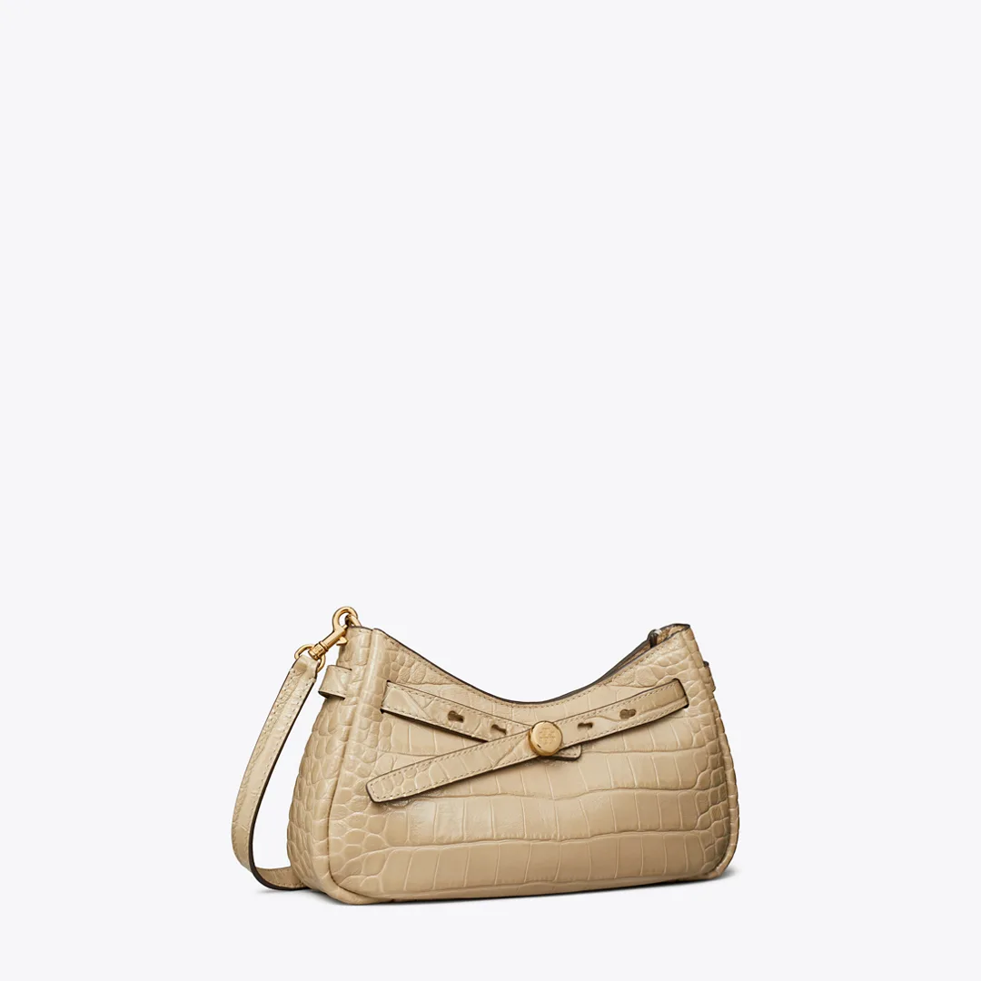 Romy Croc-Embossed Zip Top Crossbody Bag by Tory Burch