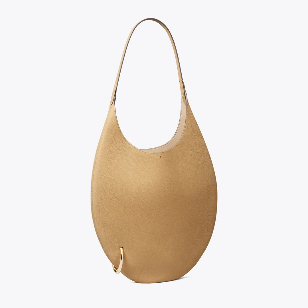 Pierced Nubuck Soft Bag - Stone by Tory Burch
