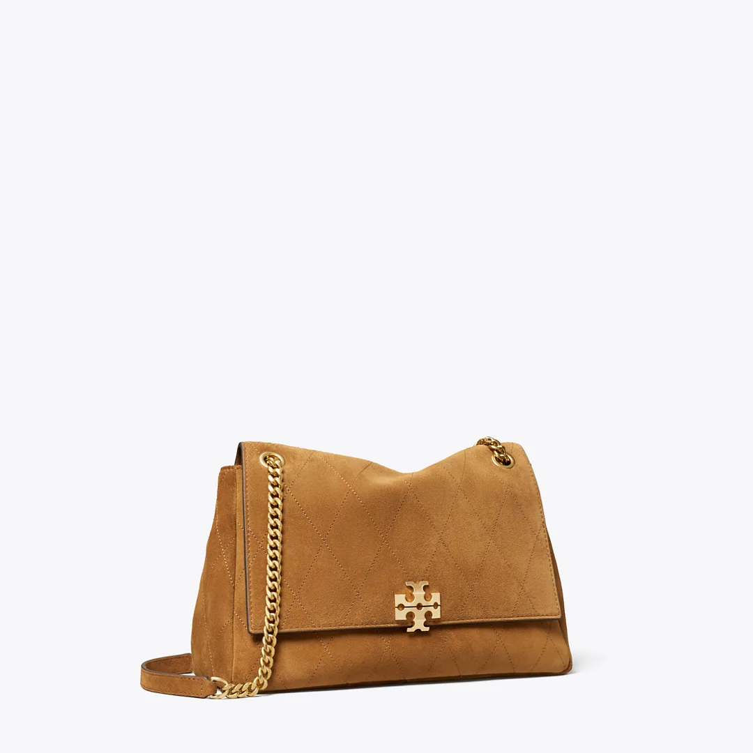 Charlie Quilted Suede Shoulder Bag by Tory Burch