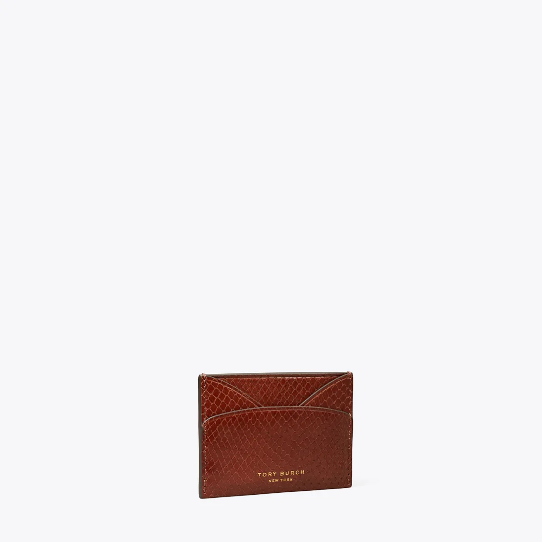 Romy Snake-Embossed Flat Card Case by Tory Burch