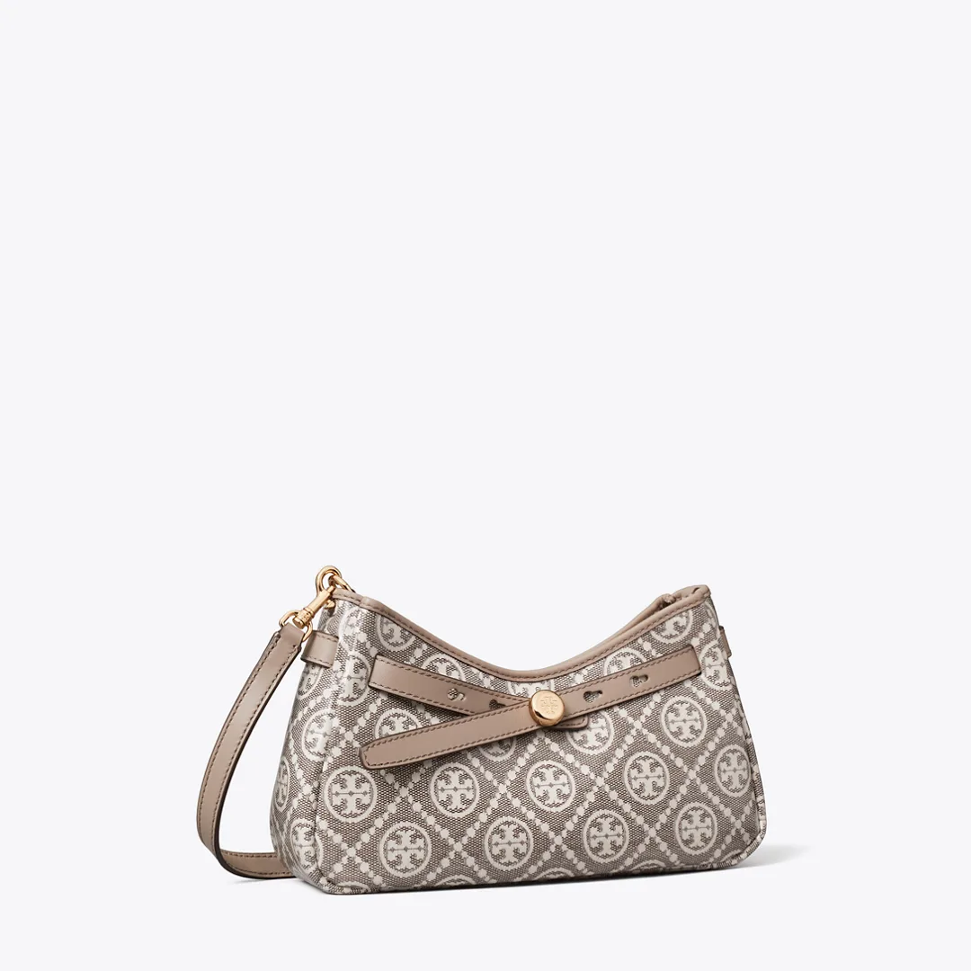T Monogram Coated Jacquard Romy Zip-Top Crossbody Bag by Tory Burch