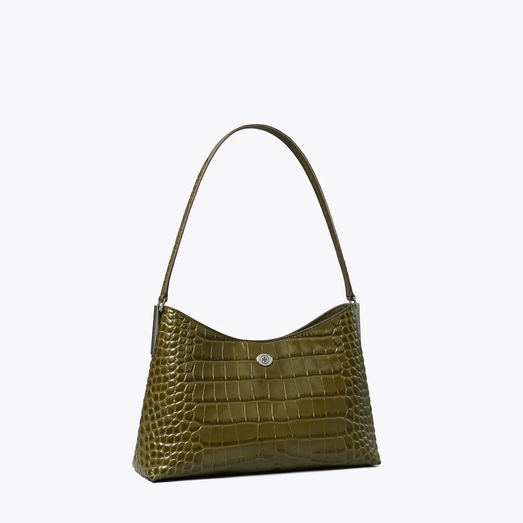 Small Robinson Croc-Embossed Shoulder Bag by Tory Burch