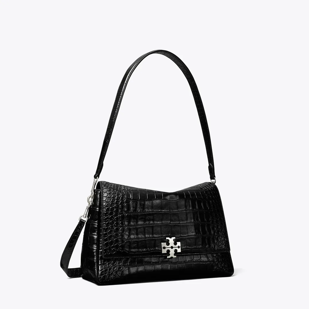 Charlie Croc-Embossed Shoulder Bag by Tory Burch