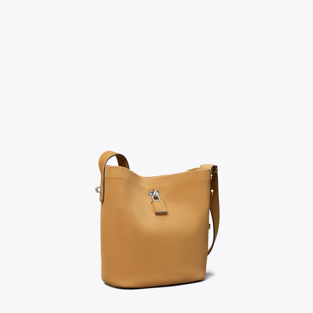 Medium Lock Suede Slim Bucket Bag by Tory Burch