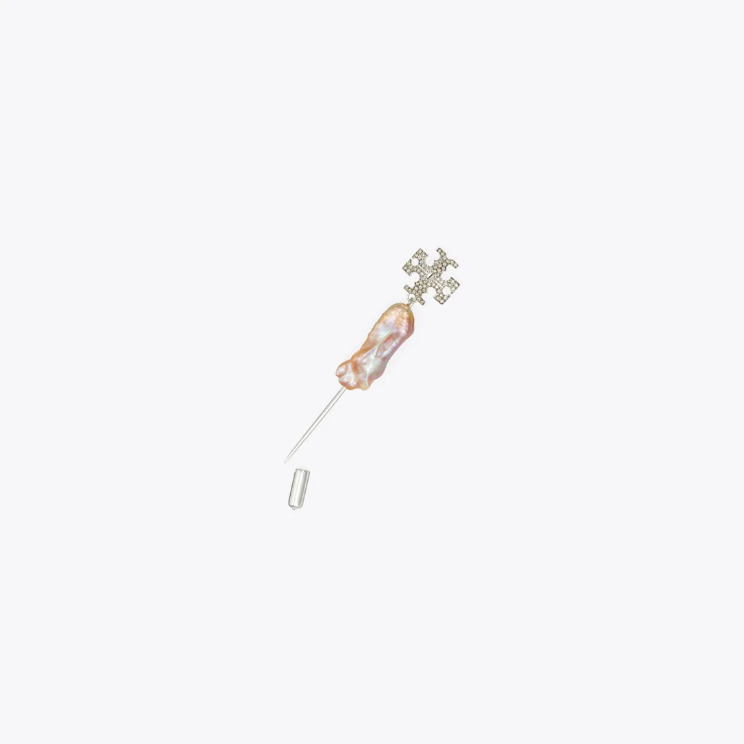 Runway Logo Pearl Pin by Tory Burch
