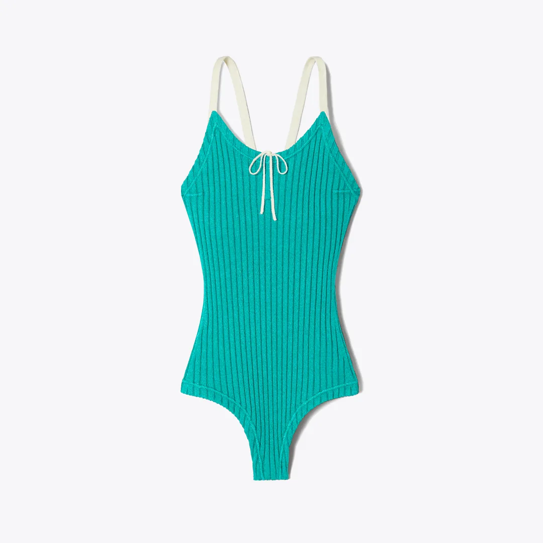 Colorblock Ribbed Bodysuit by Tory Burch