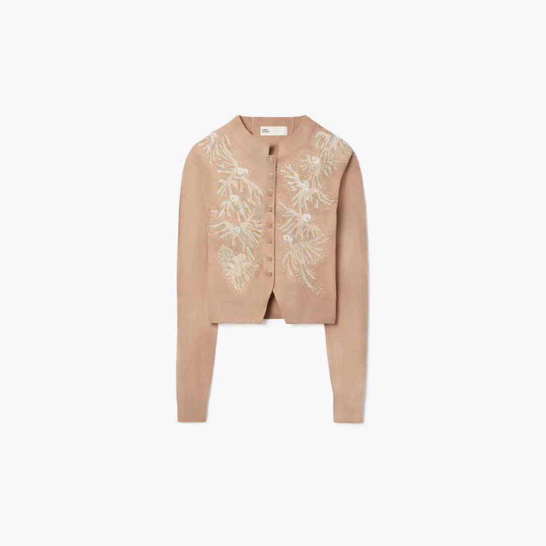 Embellished Wool Cardigan by Tory Burch