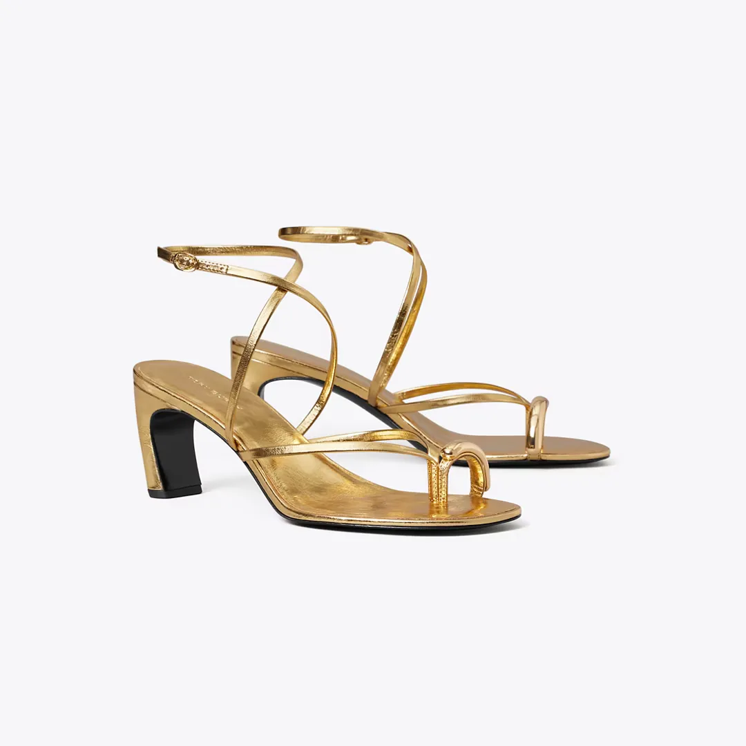Pierced Multi-Strap Heeled Sandal by Tory Burch