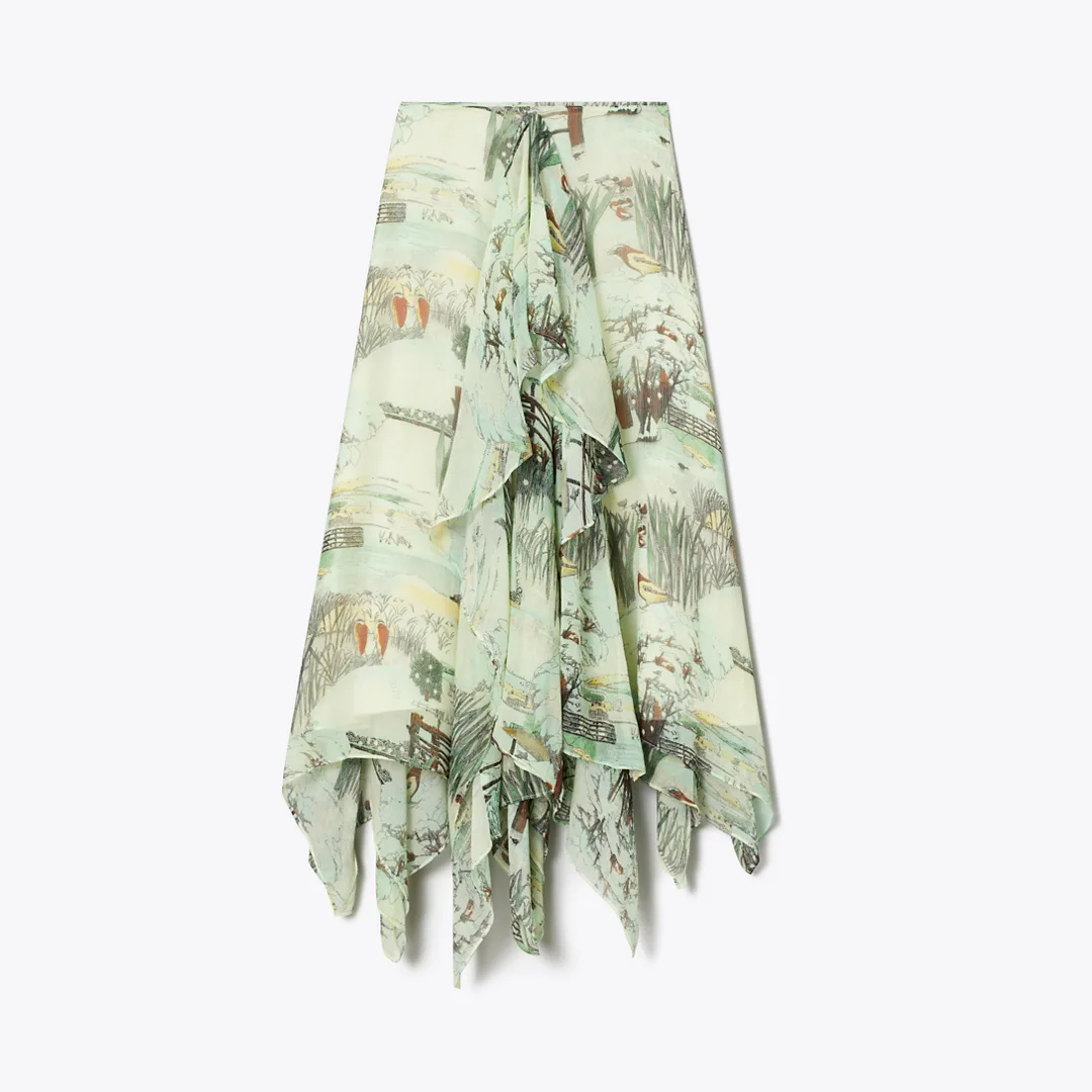 Printed Chiffon Skirt by Tory Burch