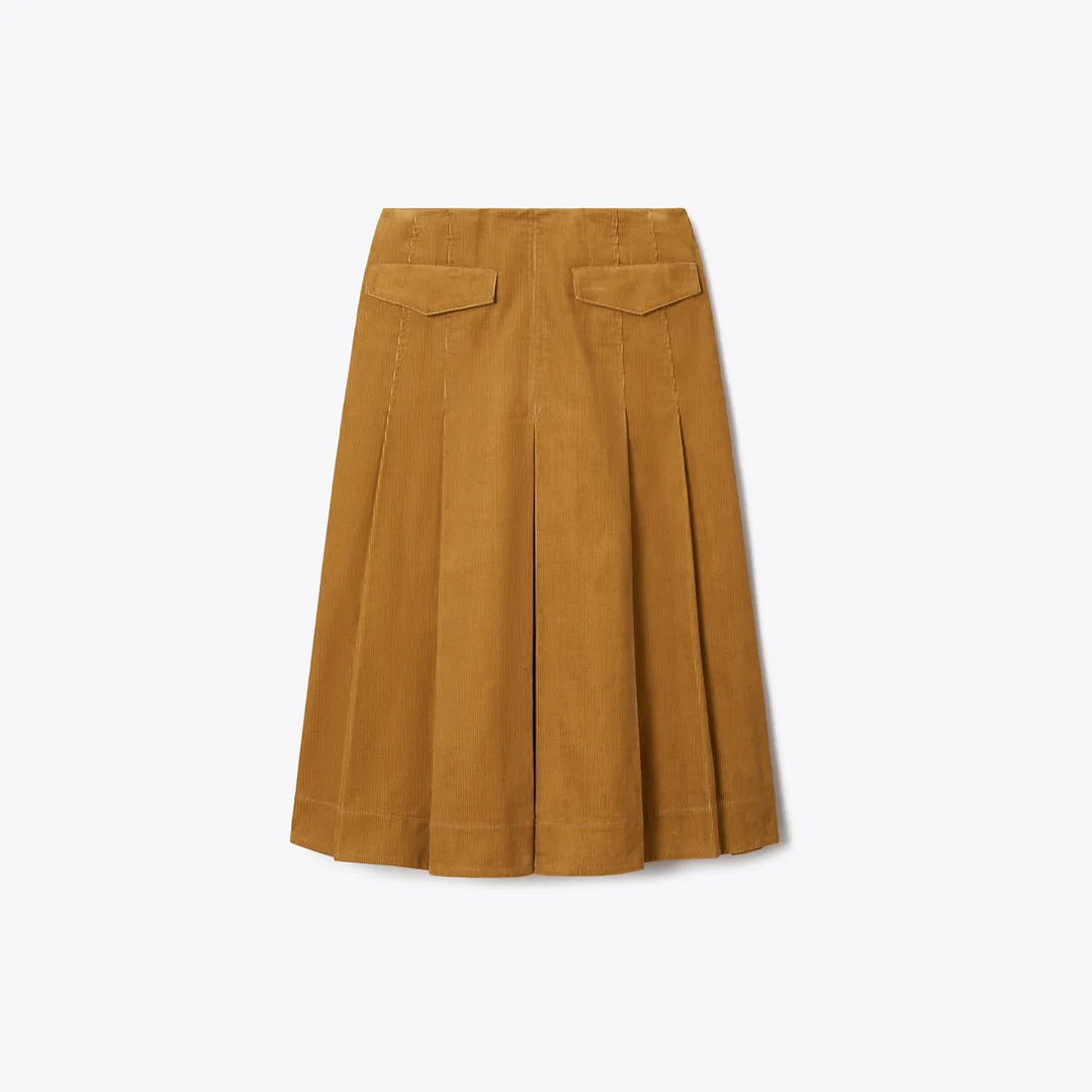 Corduroy Pleated Skirt by Tory Burch