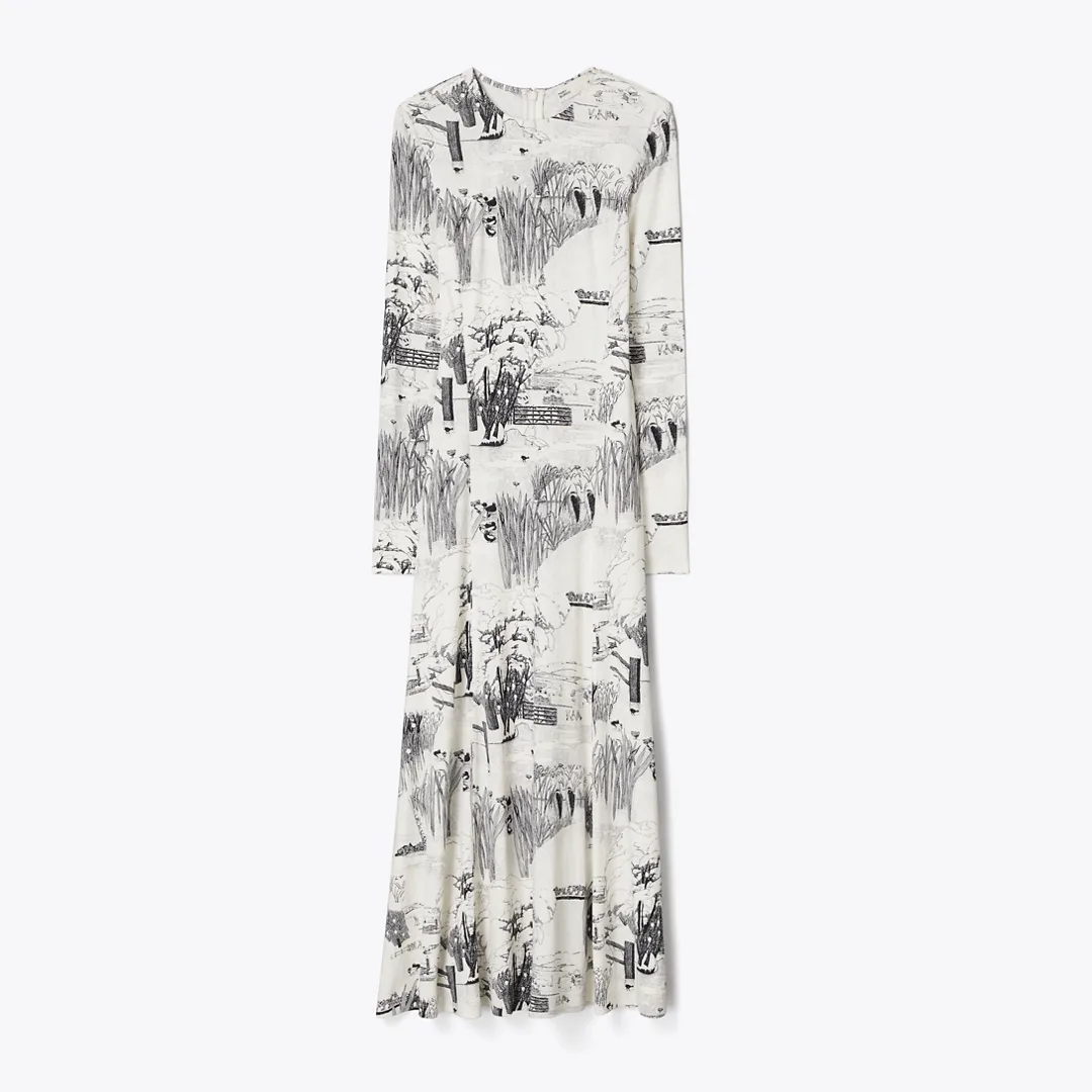 Printed Viscose Jersey Dress by Tory Burch