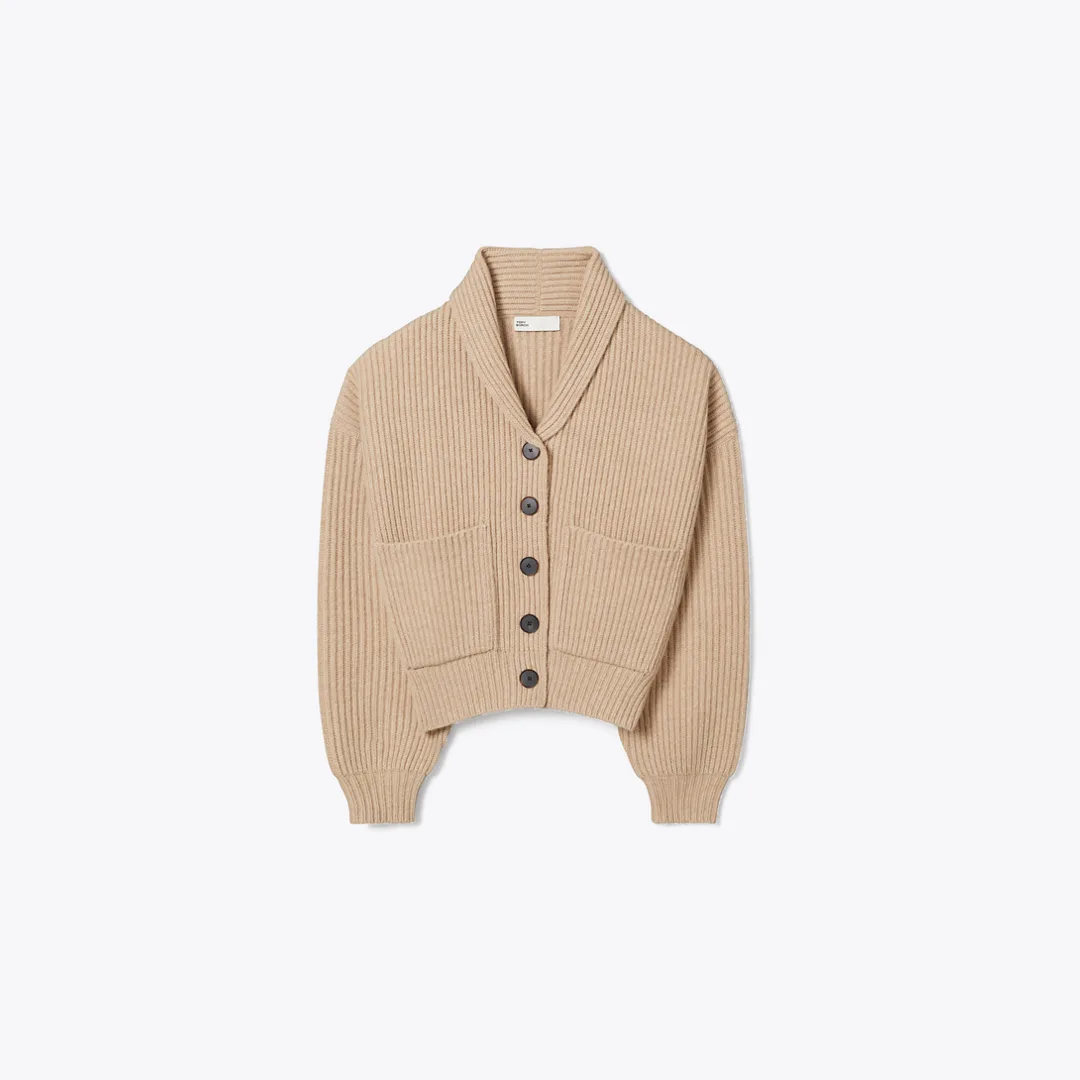 Cropped Wool Cardigan by Tory Burch