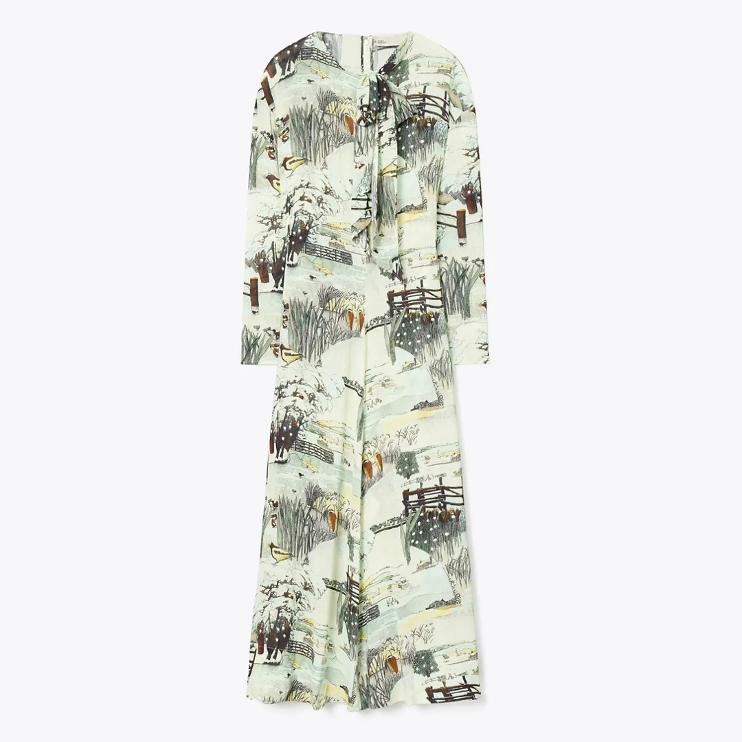 Printed Viscose Bow Dress