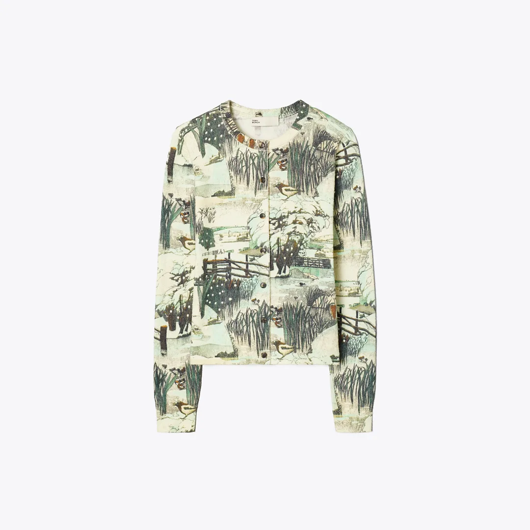 Printed Textured Cotton Cardigan by Tory Burch