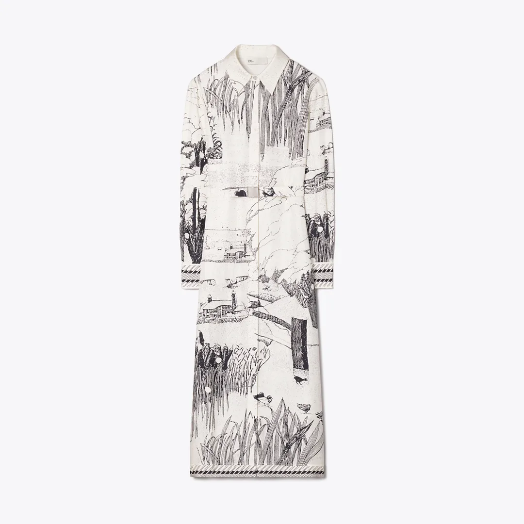 Printed Silk Shirtdress