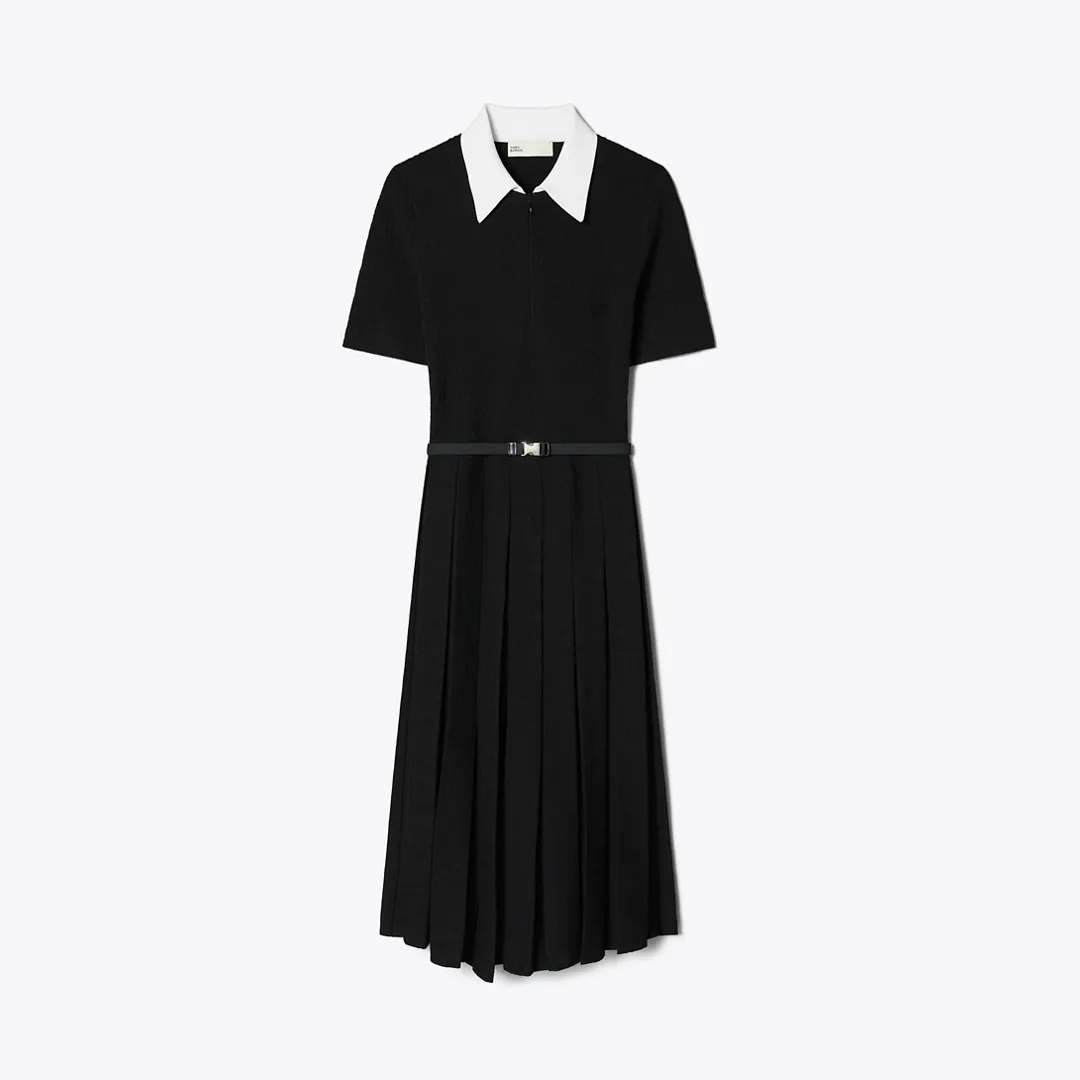 T Monogram Jacquard Pleated Dress by Tory Burch