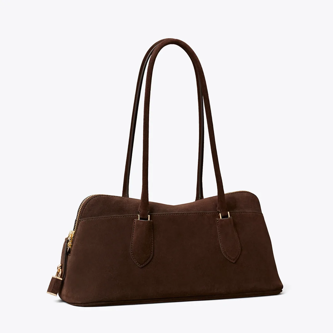 Lock Suede East-West Satchel