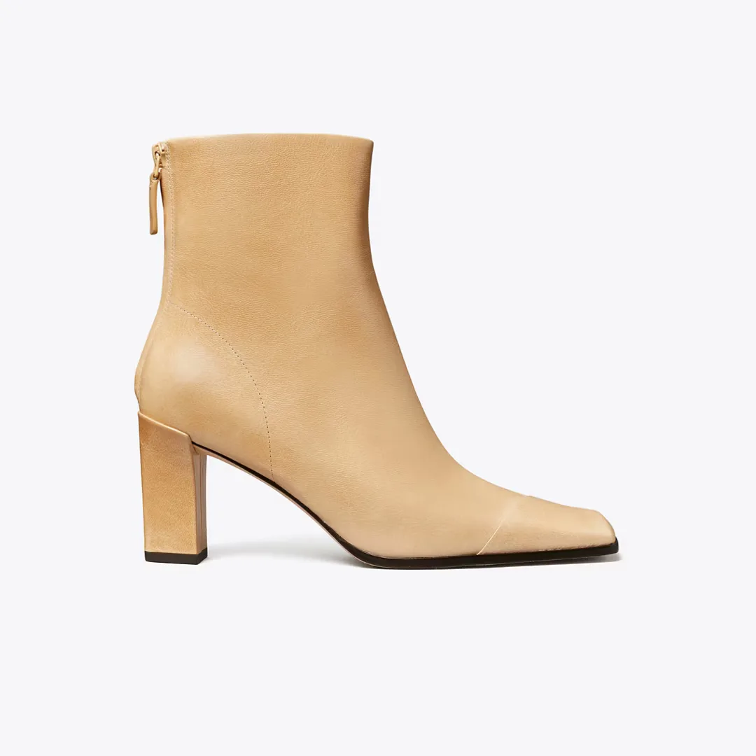 Asymmetric Cap-Toe Ankle Boot