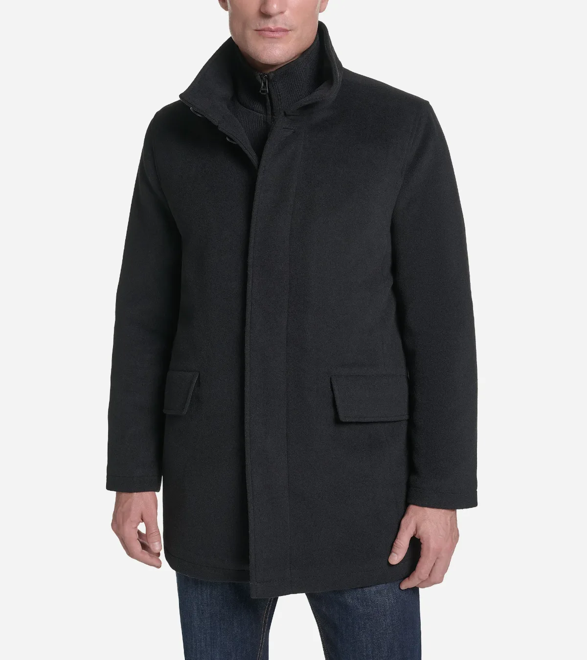 Plush Wool Knit Bib Car Coat