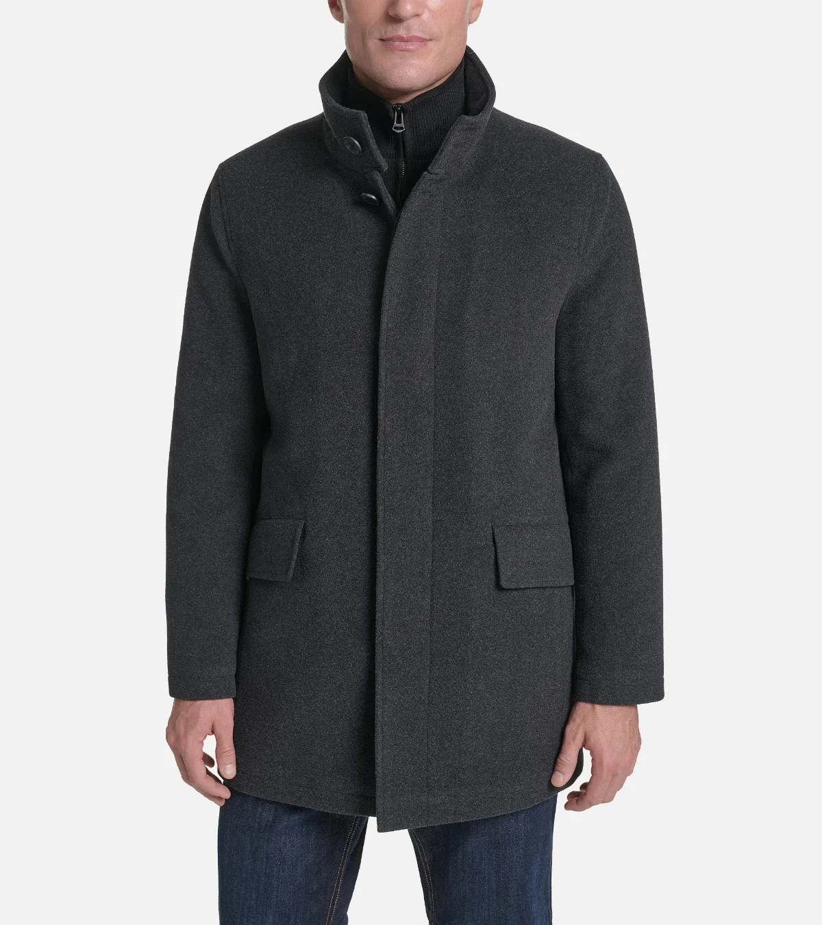 Plush Wool Knit Bib Car Coat