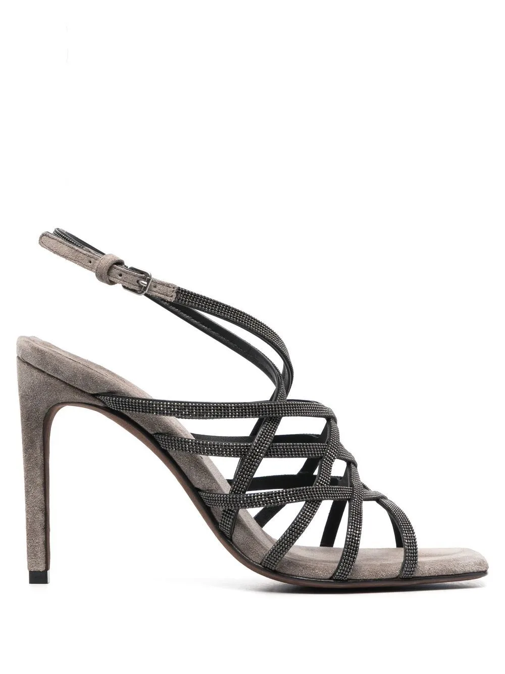 110mm Heeled Suede Sandals by Brunello Cucinelli