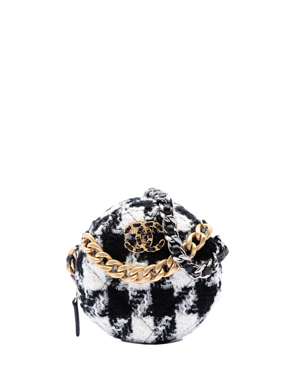 2019 Tweed 19 Round Clutch with Chain and Coin Purse Satchel