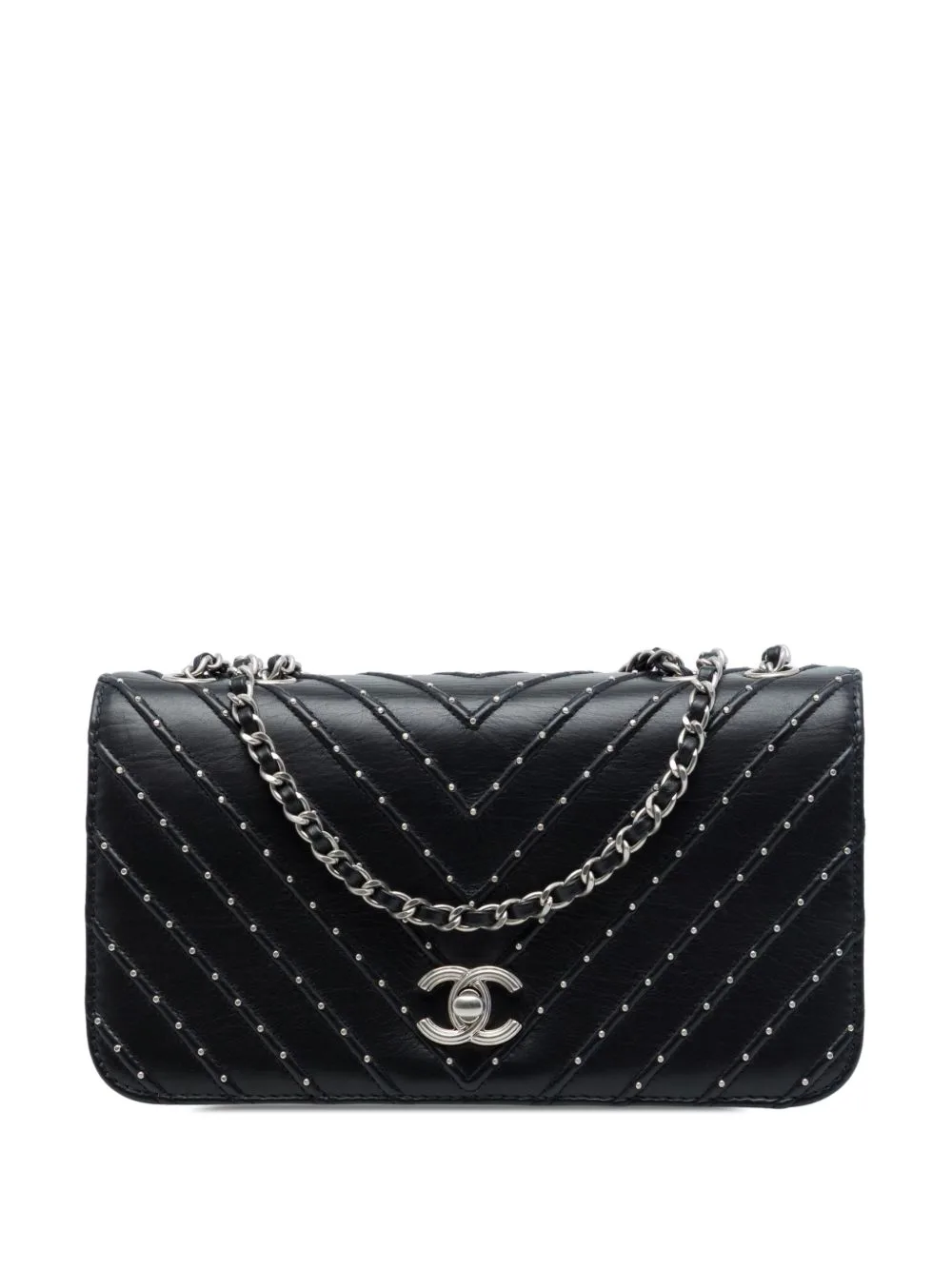 2018 Chevron Lambskin Stud Wars Full Flap Shoulder Bag by CHANEL Pre-Owned