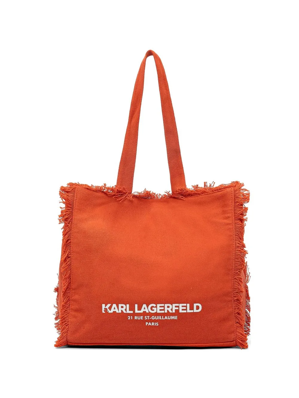 Fringed Logo-Print Tote Bag by Karl Lagerfeld