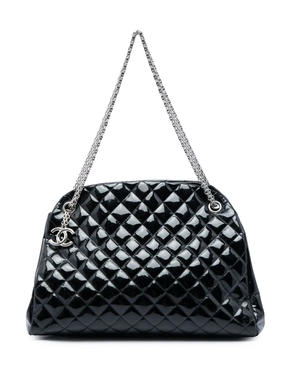 2011 Large Quilted Patent Just Mademoiselle Bowling Bag Shoulder Bag by CHANEL Pre-Owned