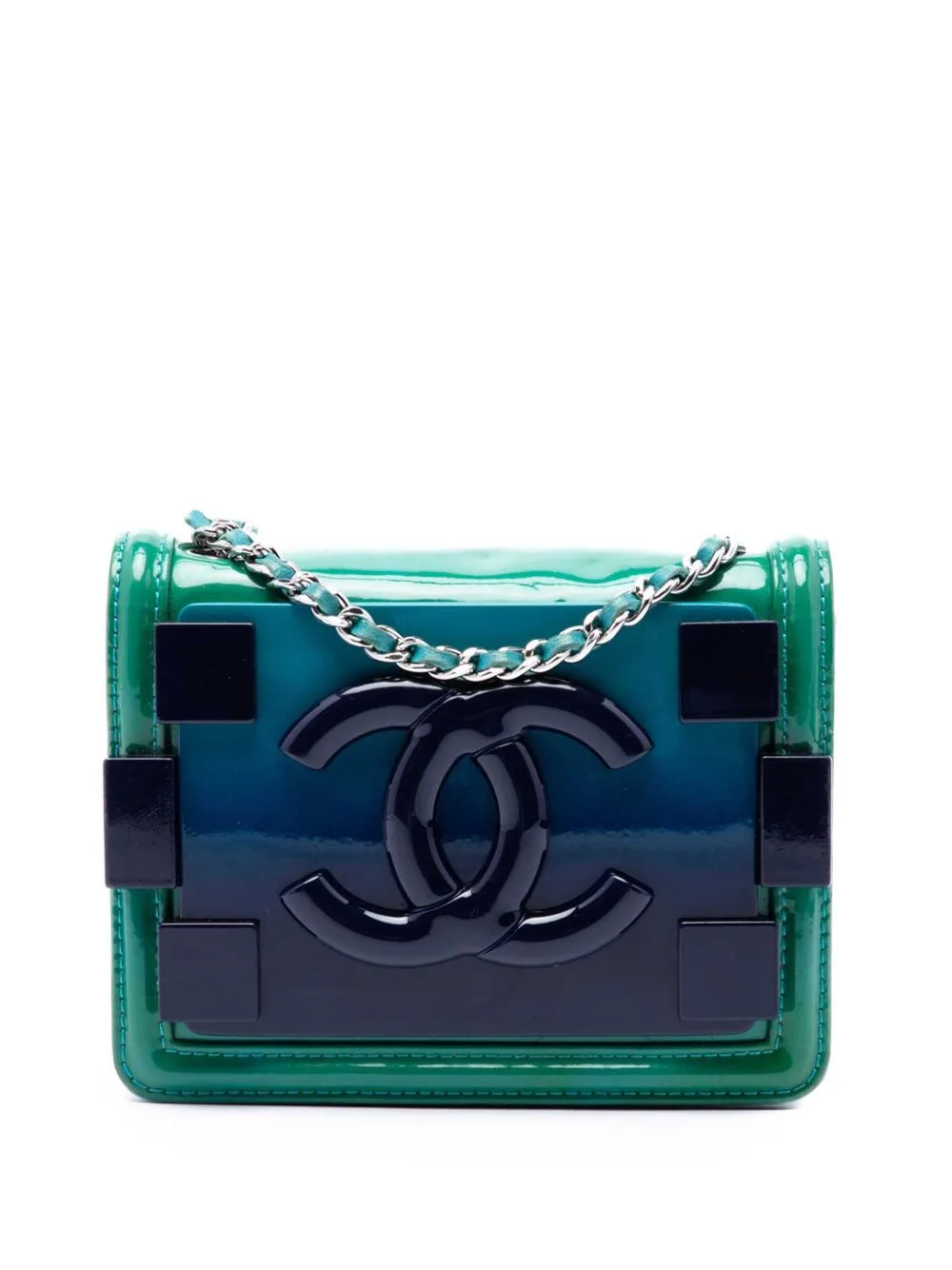 2014 Mini Ombre Acrylic and Patent Boy Brick Flap Crossbody Bag by CHANEL Pre-Owned