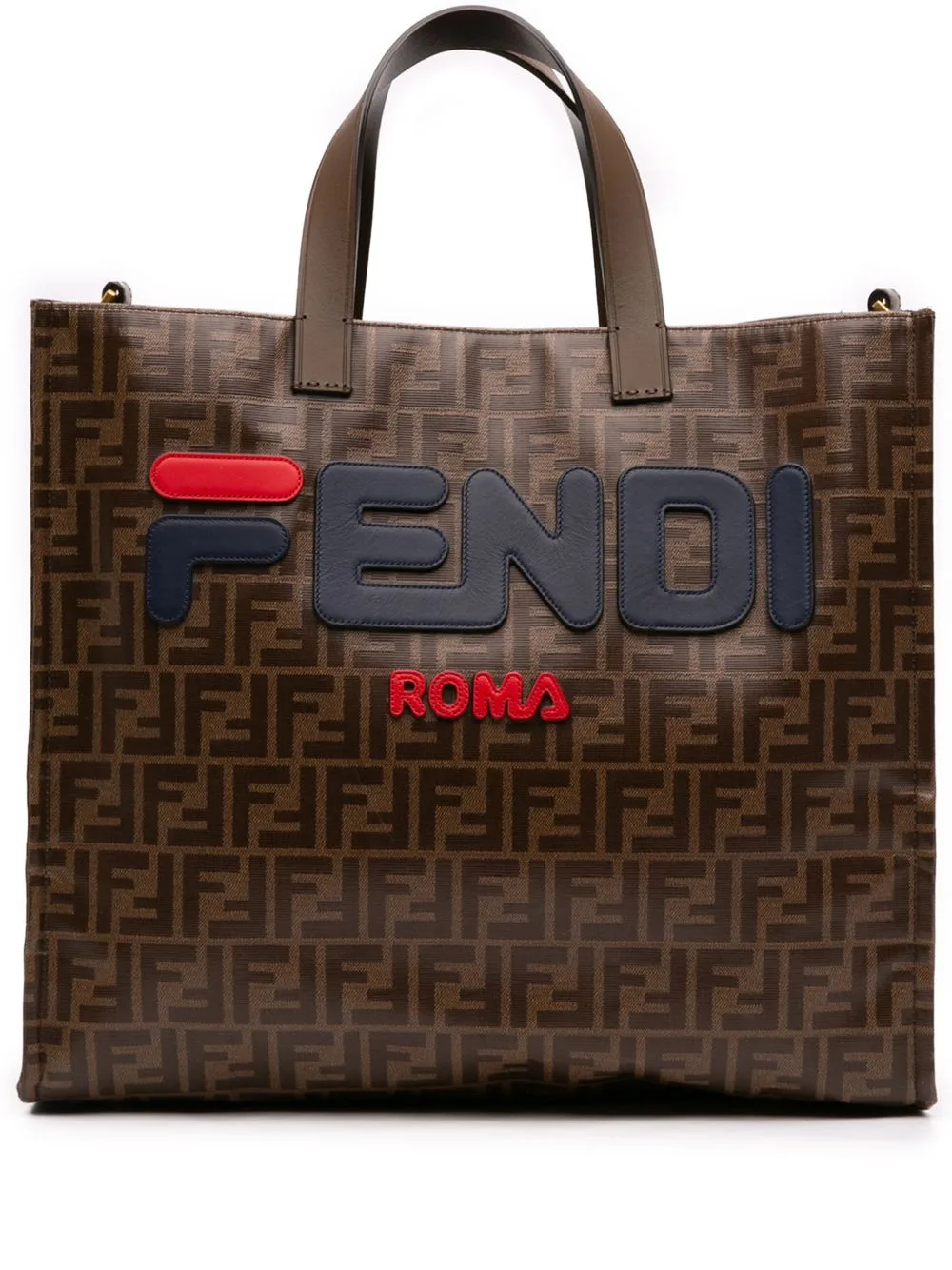 2010-2026 FILA Glazed Fabric FF 1974 Mania Shopping Tote Satchel by Fendi Pre-Owned