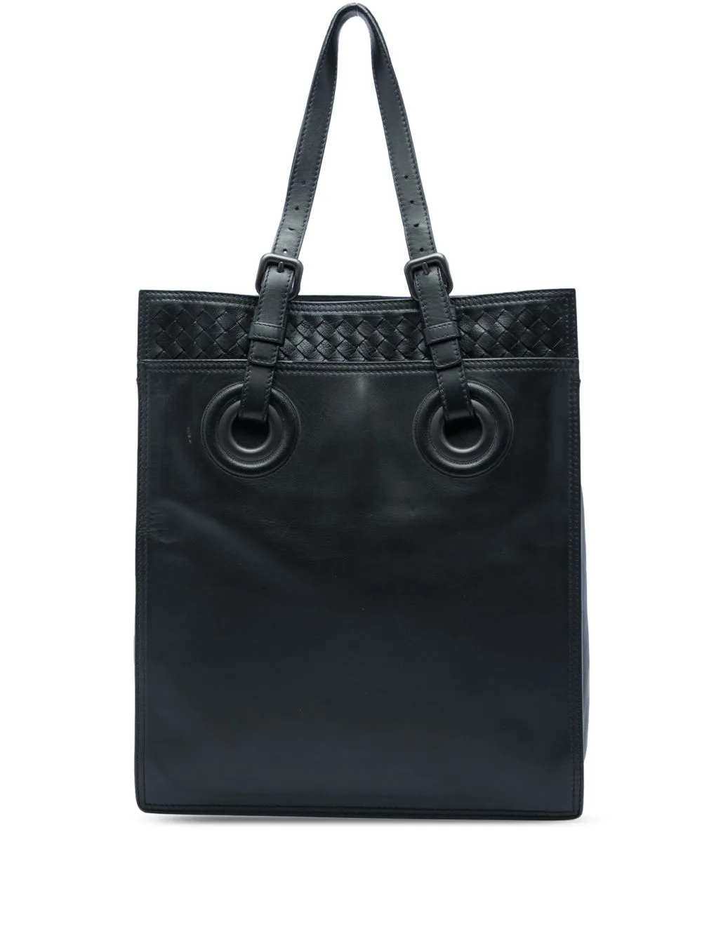 2012-2026 Intrecciato Trimmed Leather Oculus Tote Satchel by Bottega Veneta Pre-Owned