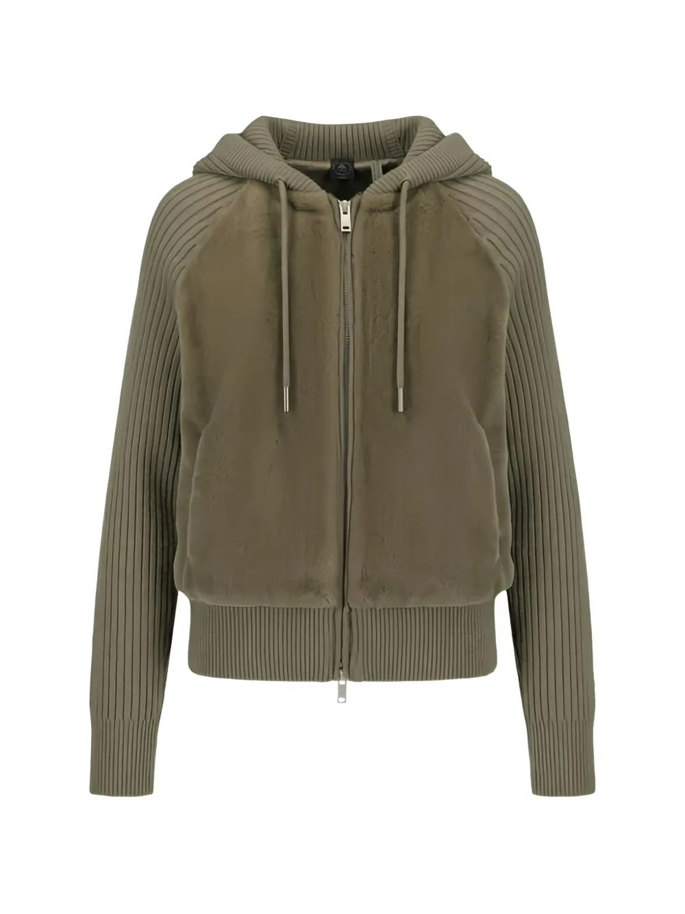 Ribbed-Knit Shearling Hooded Jacket by Moose Knuckles