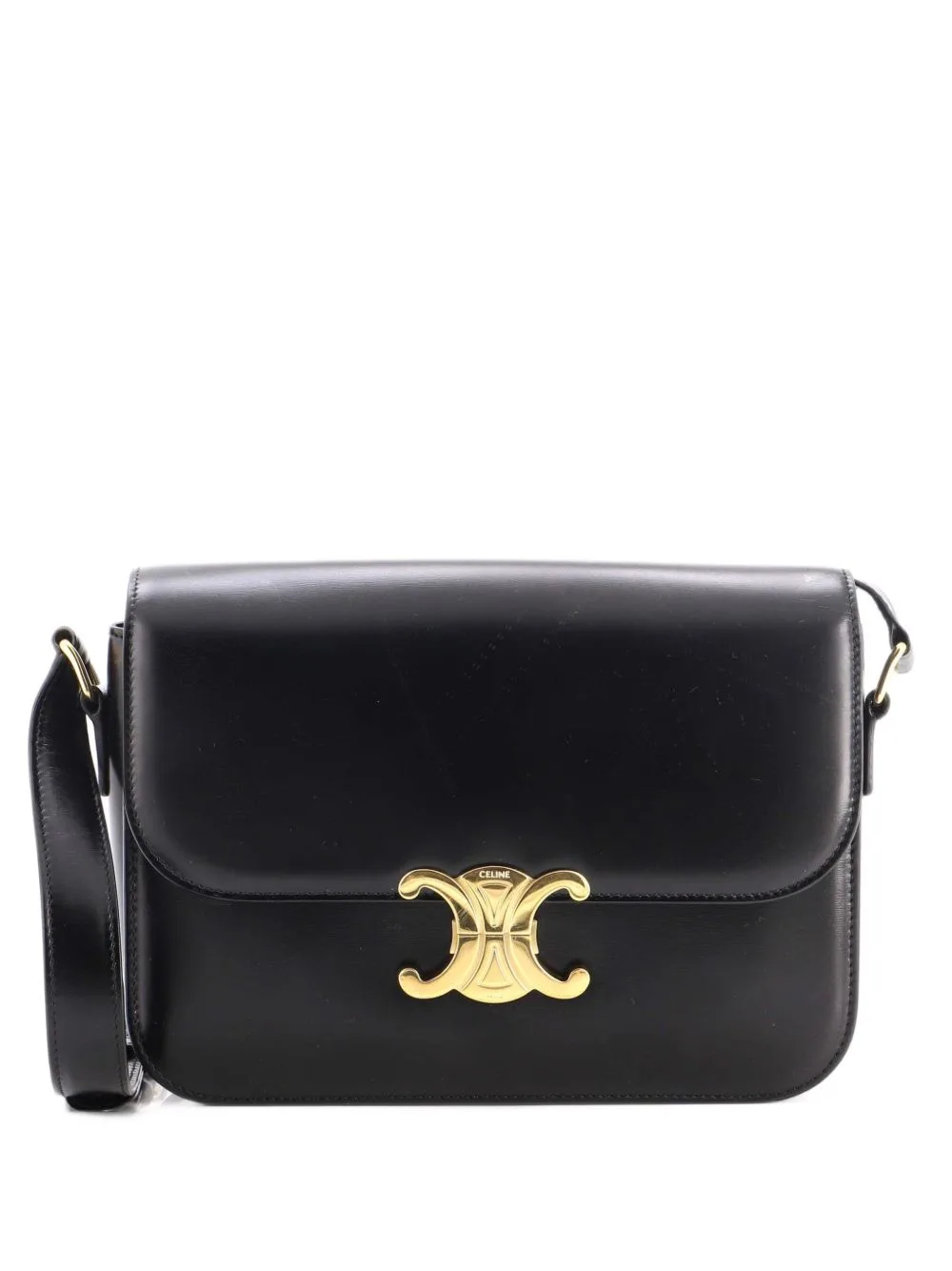Triomphe Shoulder Bag Smooth Calfskin Medium Crossbody Bag by Celine Pre-Owned