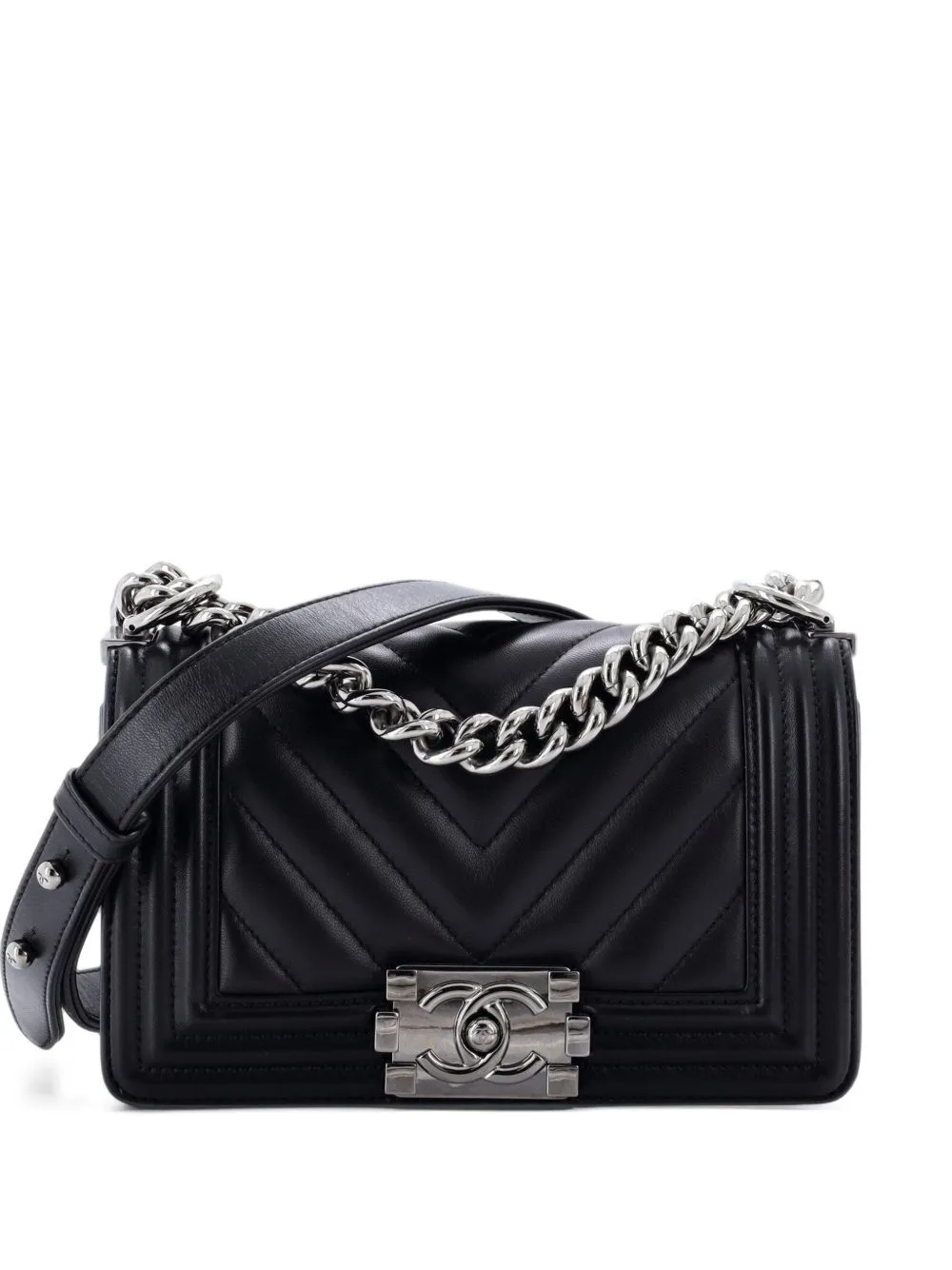 Boy Flap Bag Chevron Lambskin Small Shoulder Bag by CHANEL Pre-Owned