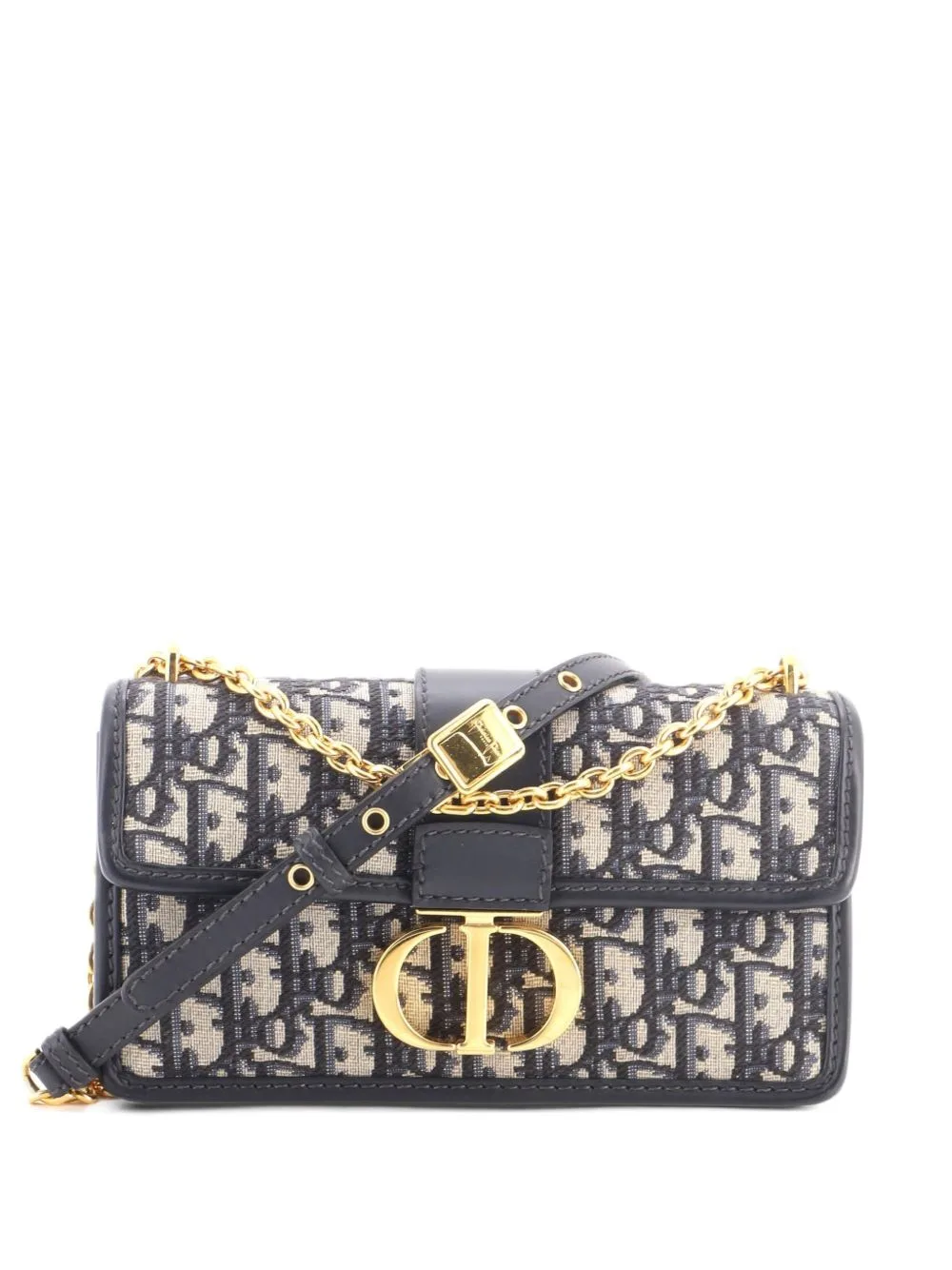 30 Montaigne Chain Flap Bag Oblique Canvas East West Shoulder Bag