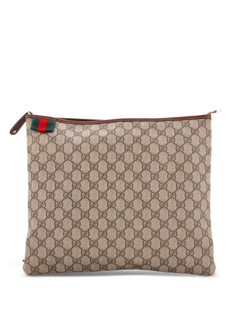 Web Loop Flat Messenger GG Coated Canvas Large Crossbody Bag by Gucci Pre-Owned