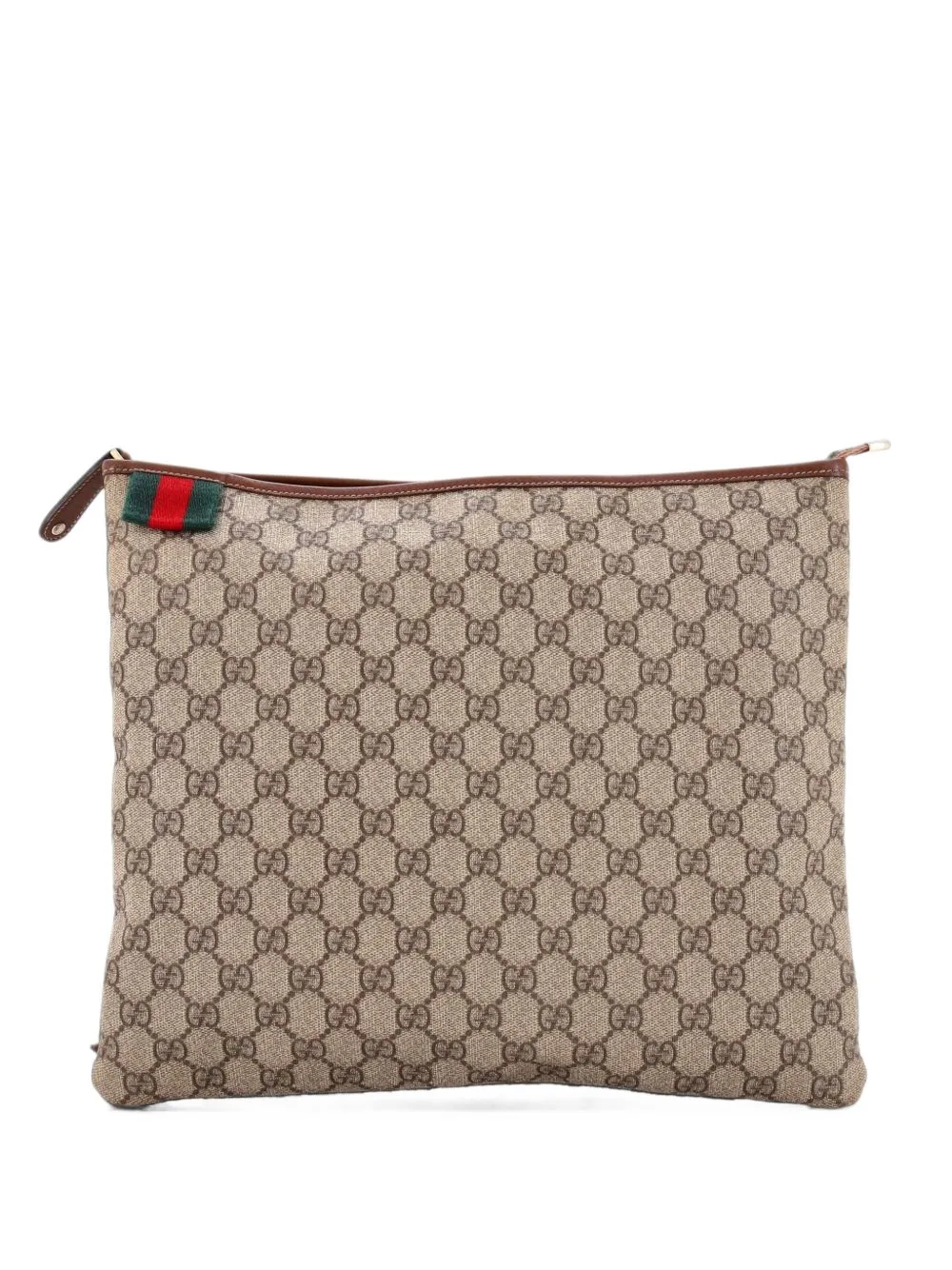 Web Loop Flat Messenger GG Coated Canvas Large Crossbody Bag by Gucci Pre-Owned