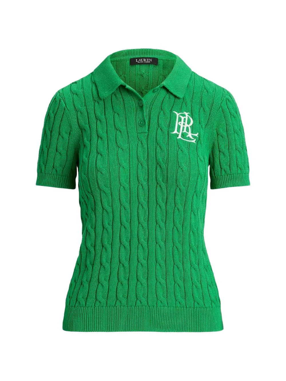 Cable-Knit Embroidered-Logo Polo Shirt by Lauren Ralph Lauren