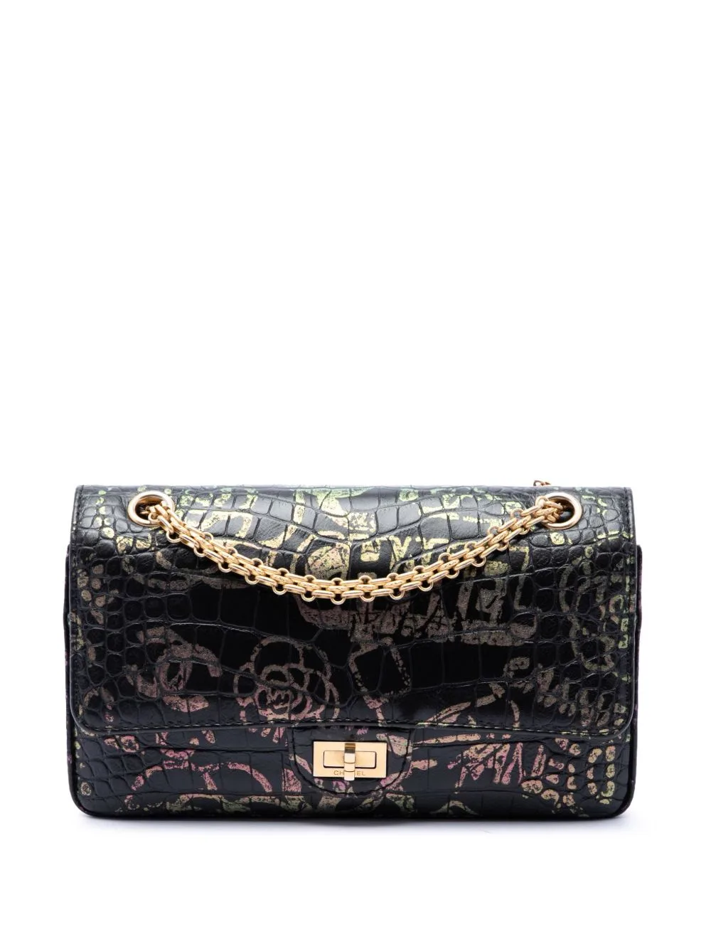2019 Croc Embossed Calfskin Graffiti Cocodile Reissue 2.55 Double Flap 226 Shoulder Bag by CHANEL Pre-Owned