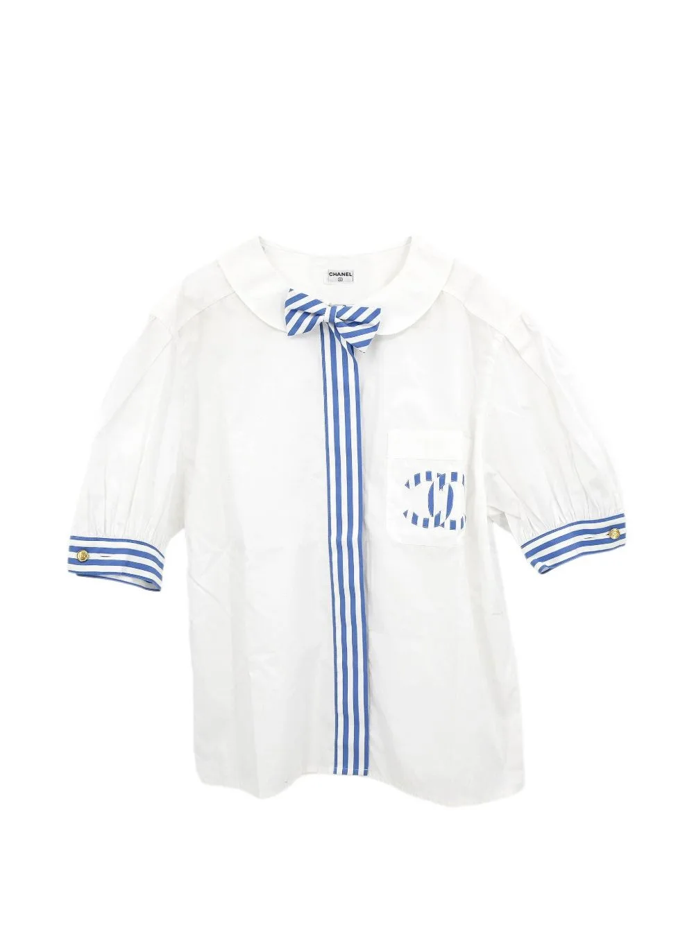 Bow-Detail CC Logo-Patch Blouse by CHANEL Pre-Owned