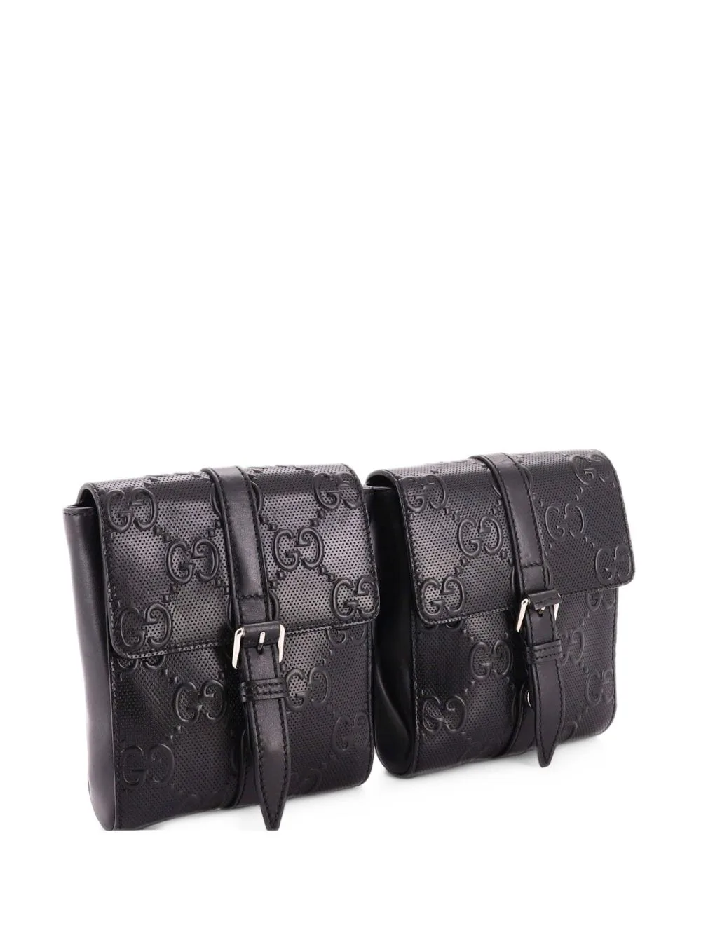 Double GG Embossed Perforated Leather Belt Bag by Gucci Pre-Owned